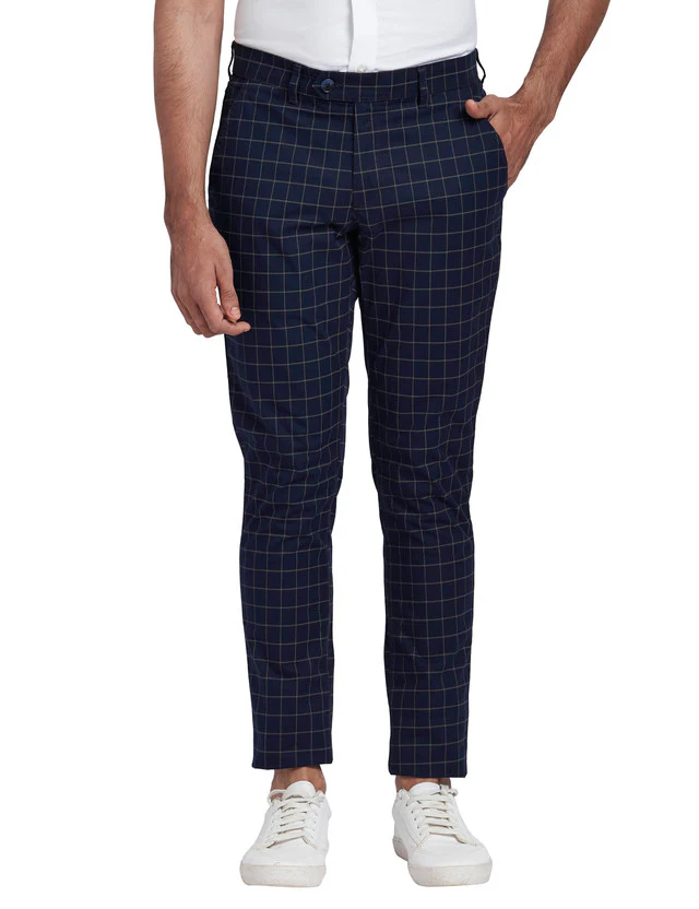 Colorplus Men Blue Printed Contemporary Fit Trouser