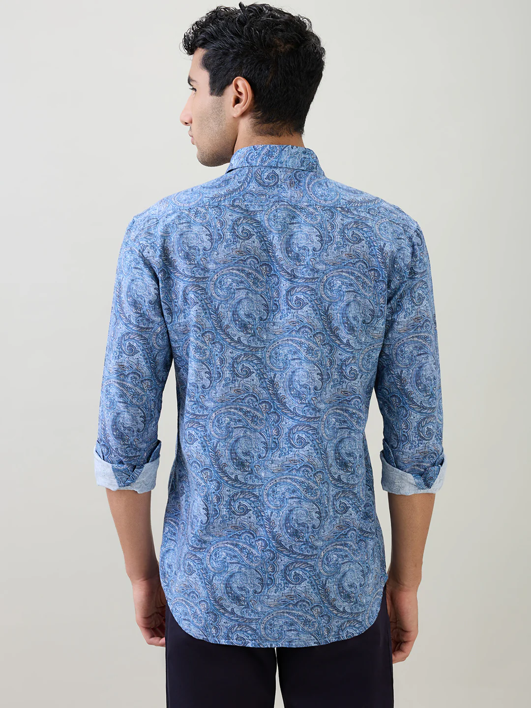 Colorplus Men Blue Printed Regular Fit Cotton Blend Full Sleeve Casual Shirt - Image 4