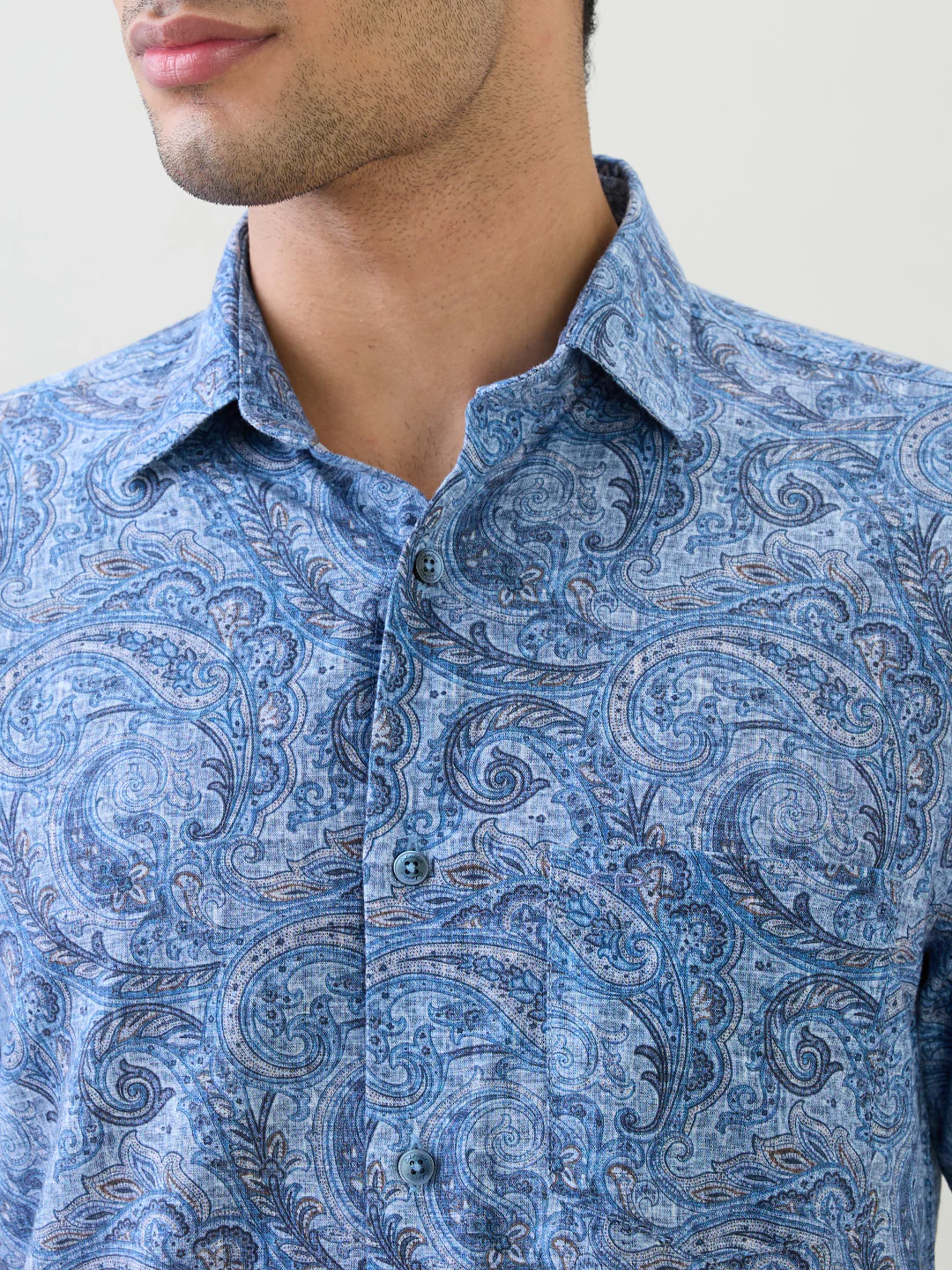 Colorplus Men Blue Printed Regular Fit Cotton Blend Full Sleeve Casual Shirt - Image 6