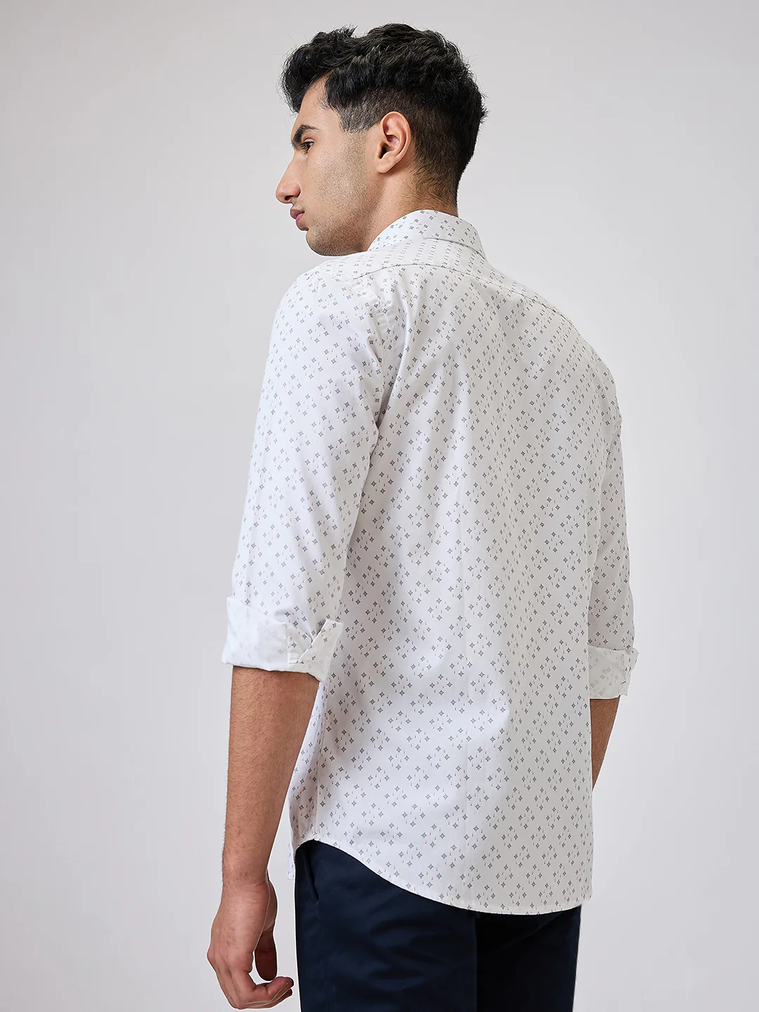 Colorplus Men Blue Printed Regular Fit Cotton Blend Shirt - Image 4