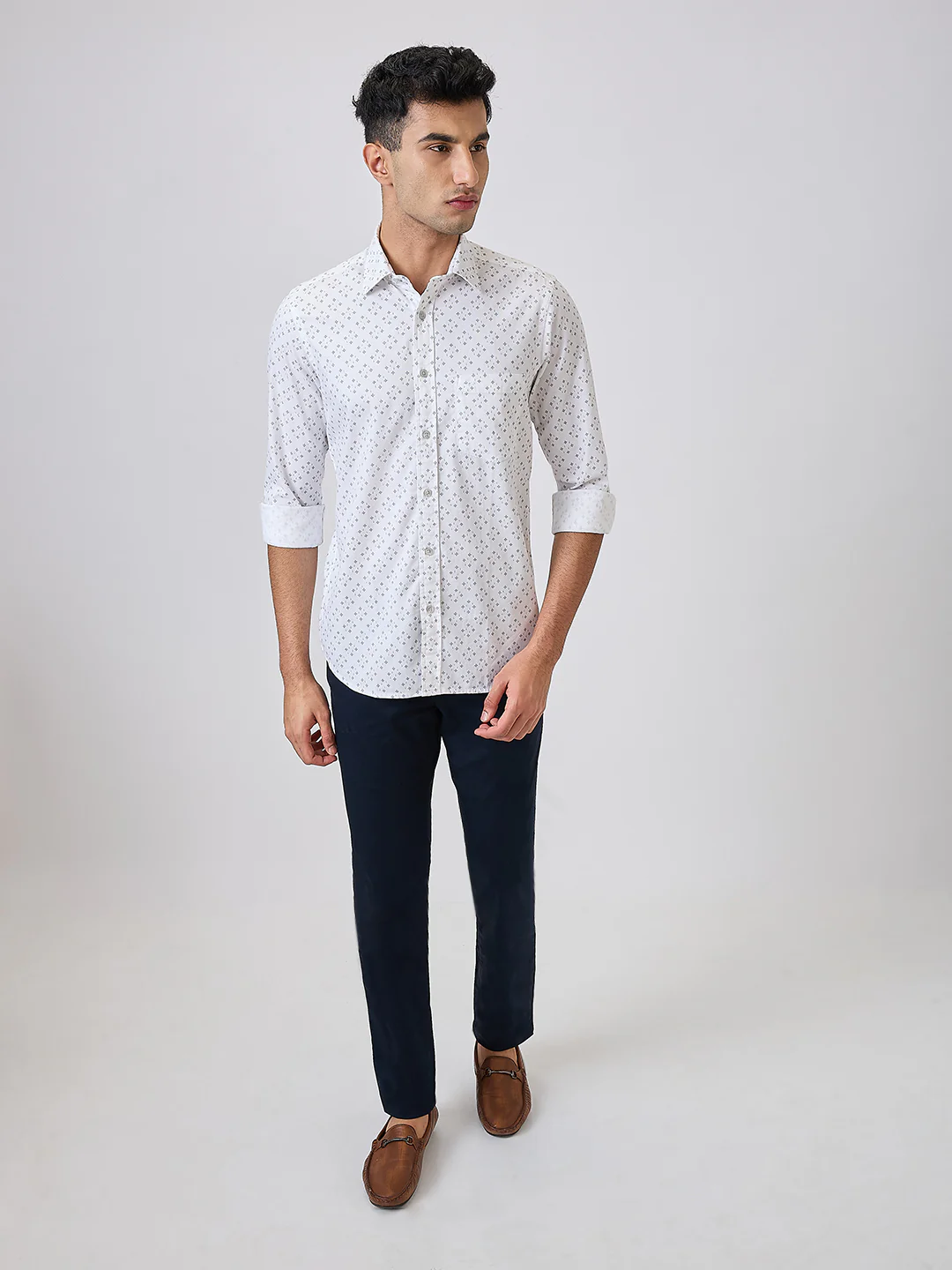 Colorplus Men Blue Printed Regular Fit Cotton Blend Shirt - Image 5