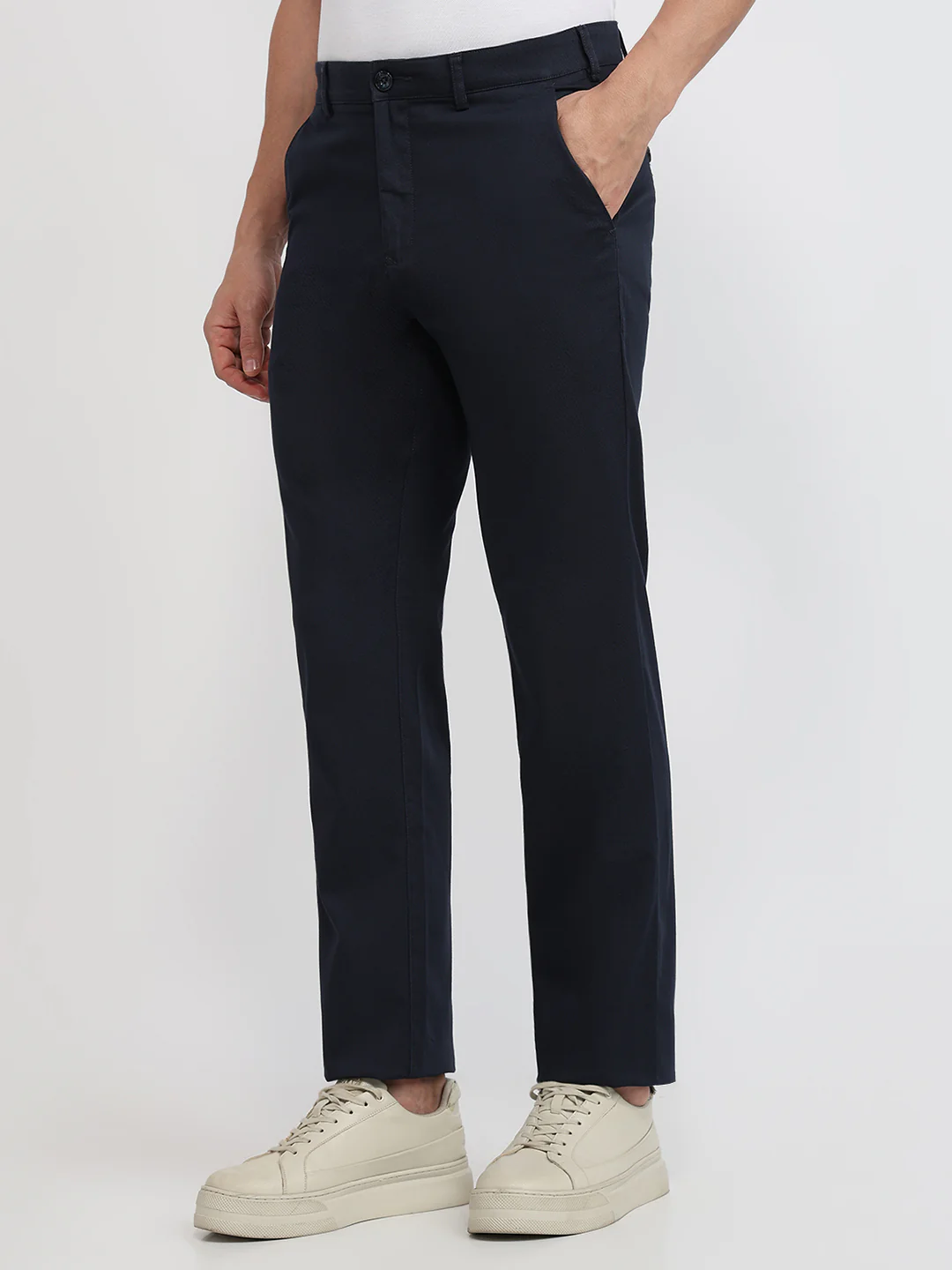 Colorplus Men Blue Printed Regular Fit Cotton Blend Trouser - Image 2