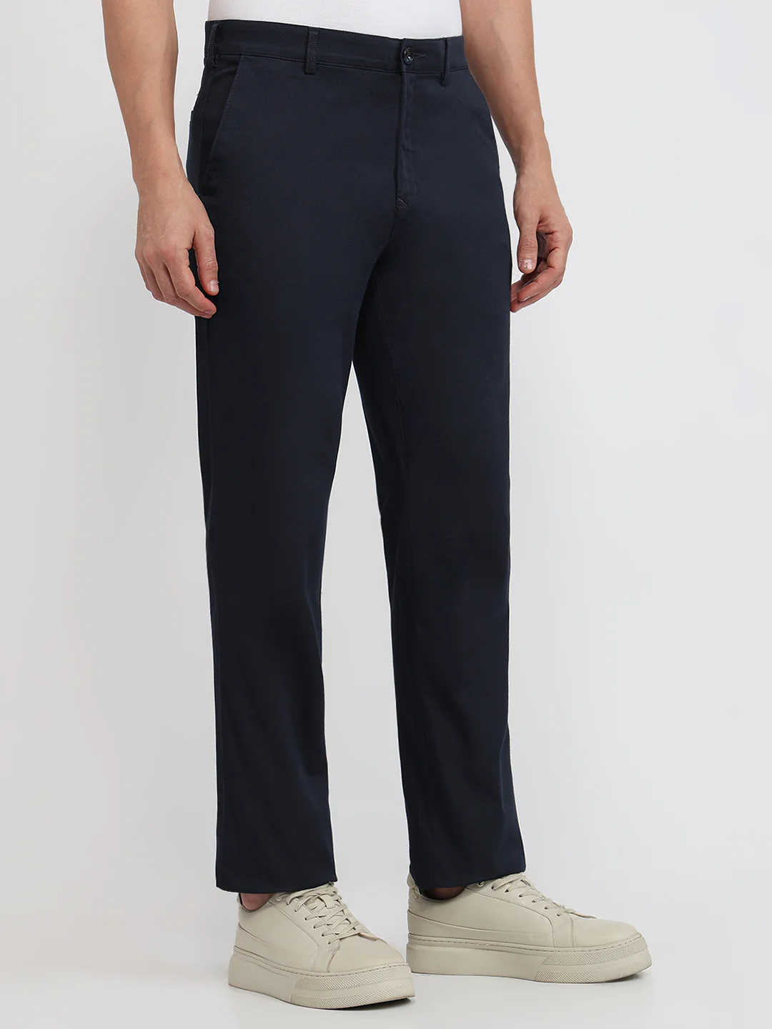 Colorplus Men Blue Printed Regular Fit Cotton Blend Trouser - Image 3