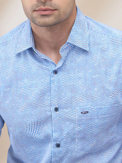 Colorplus Men Blue Printed Regular Fit Cotton Grometric Print Casual Shirt - Image 6