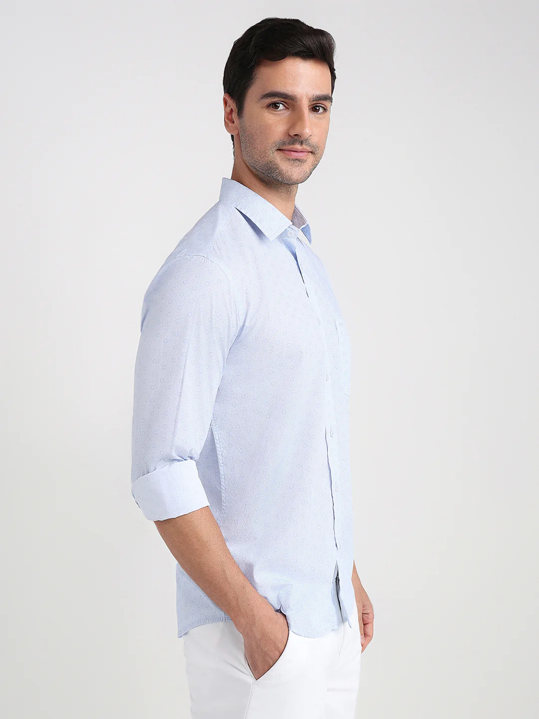 Colorplus Men Blue Printed Regular Fit Cotton Full Sleeve Casual Shirt - Image 3