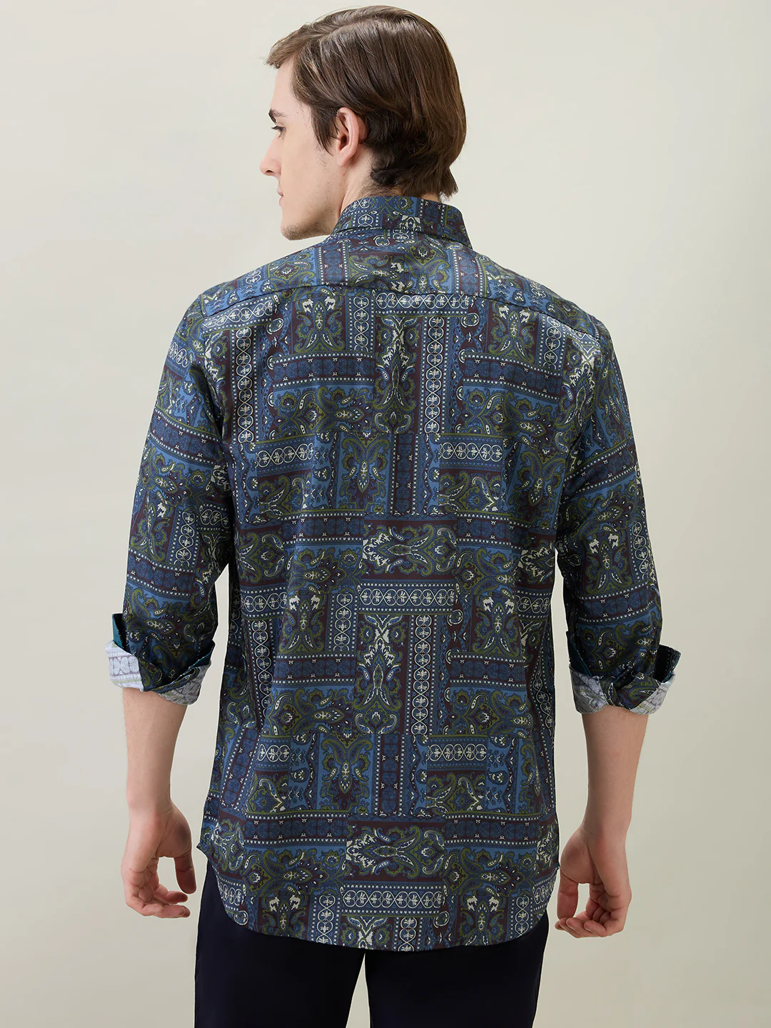 Colorplus Men Blue Printed Regular Fit Cotton Full Sleeve Casual Shirt - Image 4