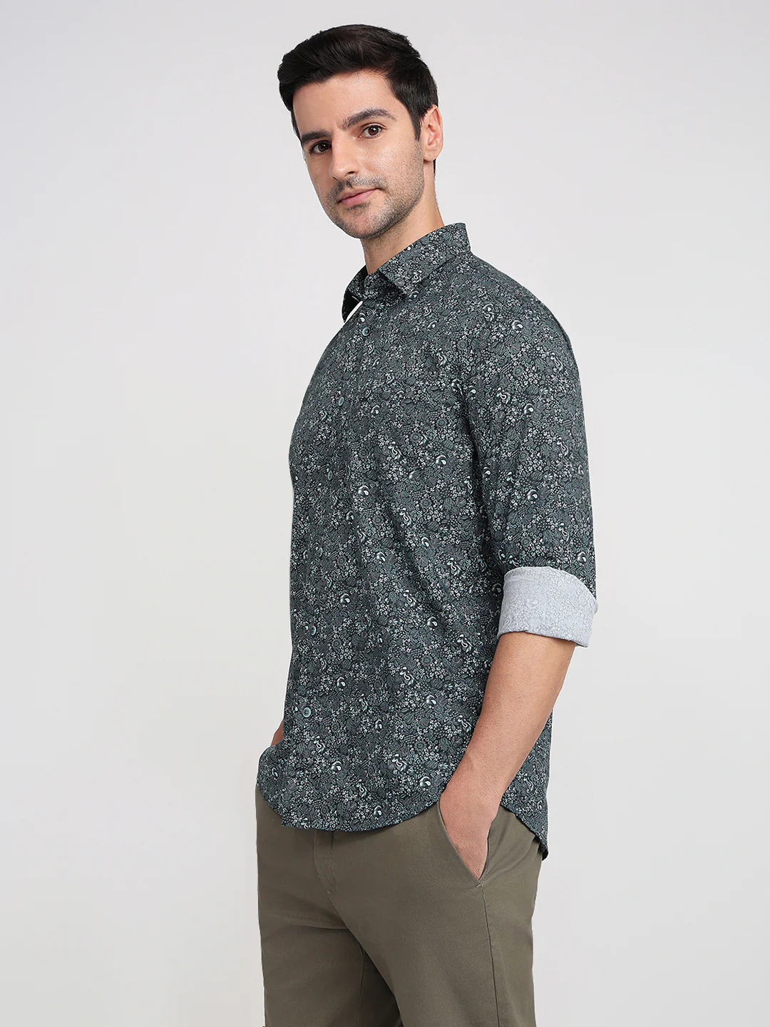 Colorplus Men Blue Printed Regular Fit Cotton Full Sleeve Casual Shirt - Image 2