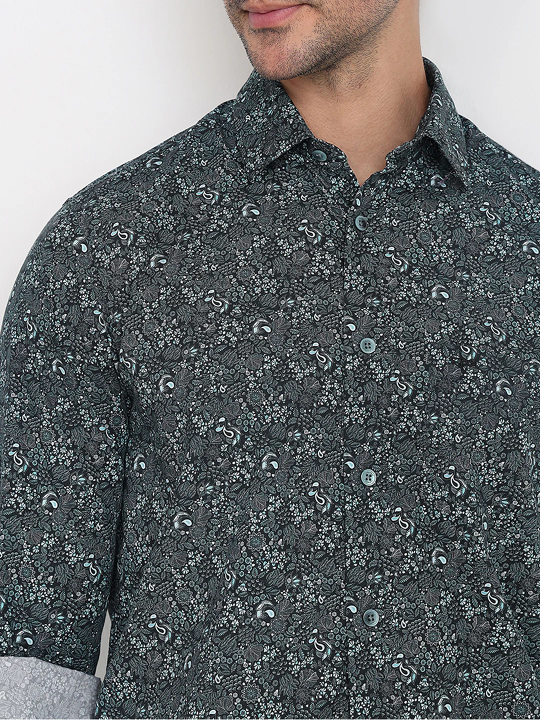 Colorplus Men Blue Printed Regular Fit Cotton Full Sleeve Casual Shirt - Image 6