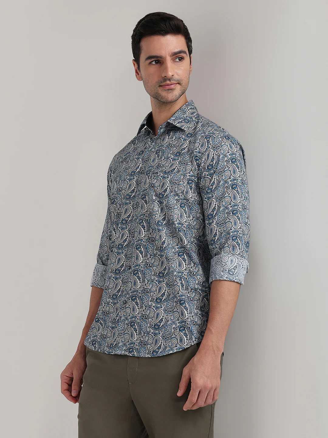 Colorplus Men Blue Printed Regular Fit Cotton Full Sleeve Casual Shirt - Image 2