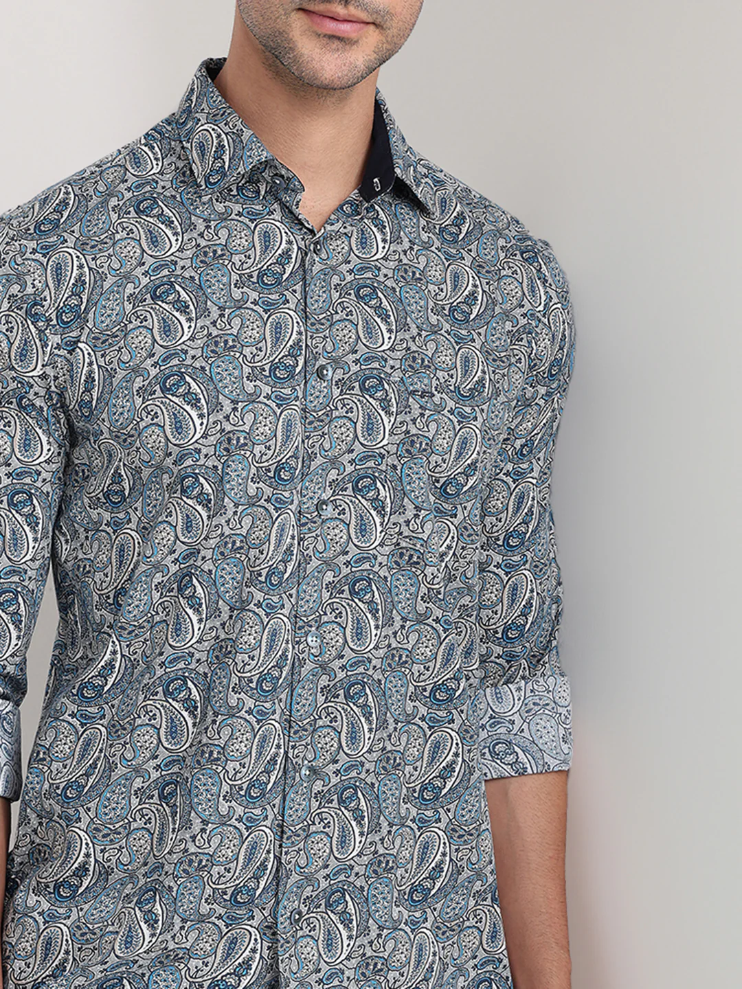 Colorplus Men Blue Printed Regular Fit Cotton Full Sleeve Casual Shirt - Image 6