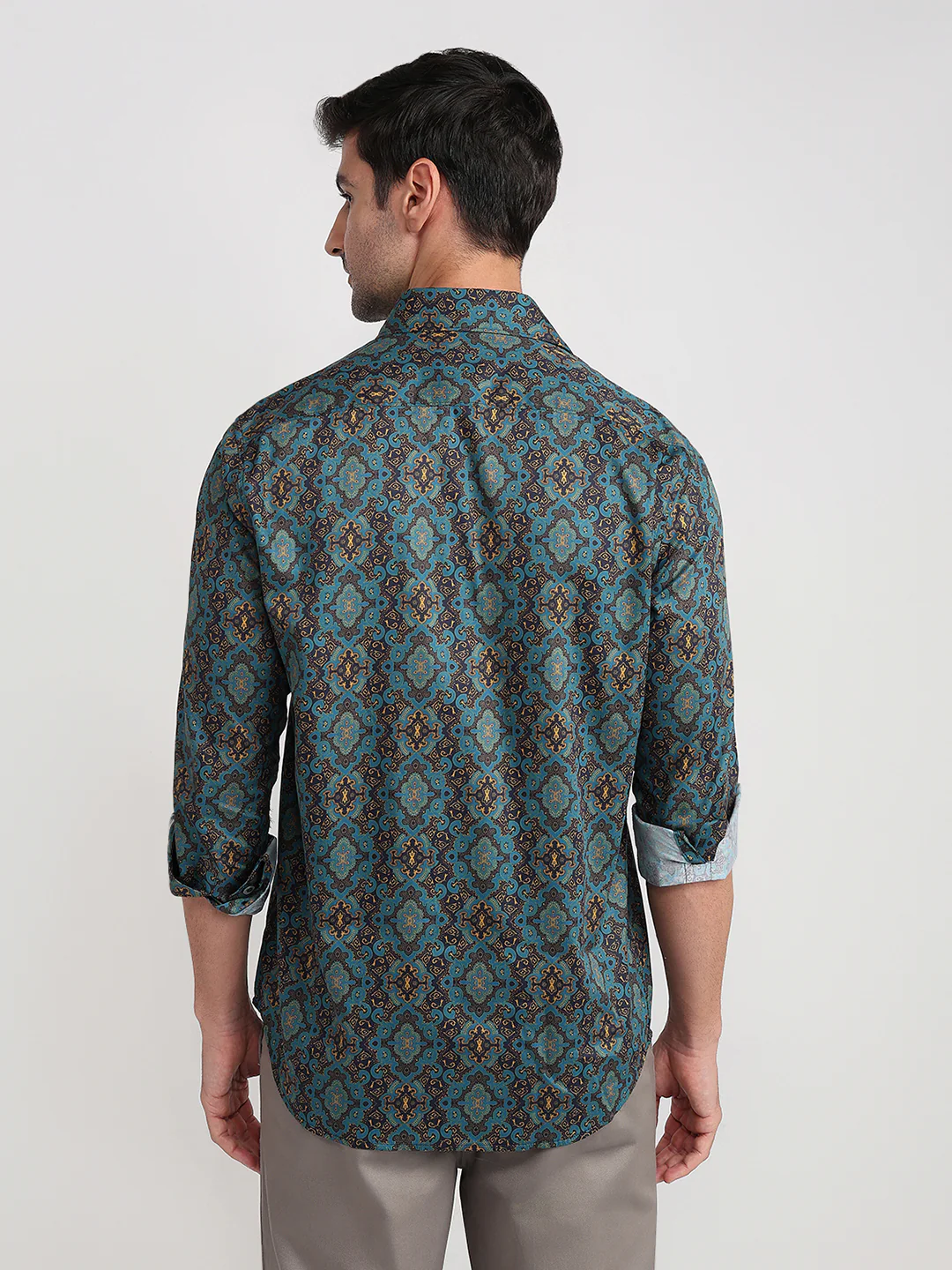Colorplus Men Blue Printed Regular Fit Cotton Full Sleeve Casual Shirt - Image 4