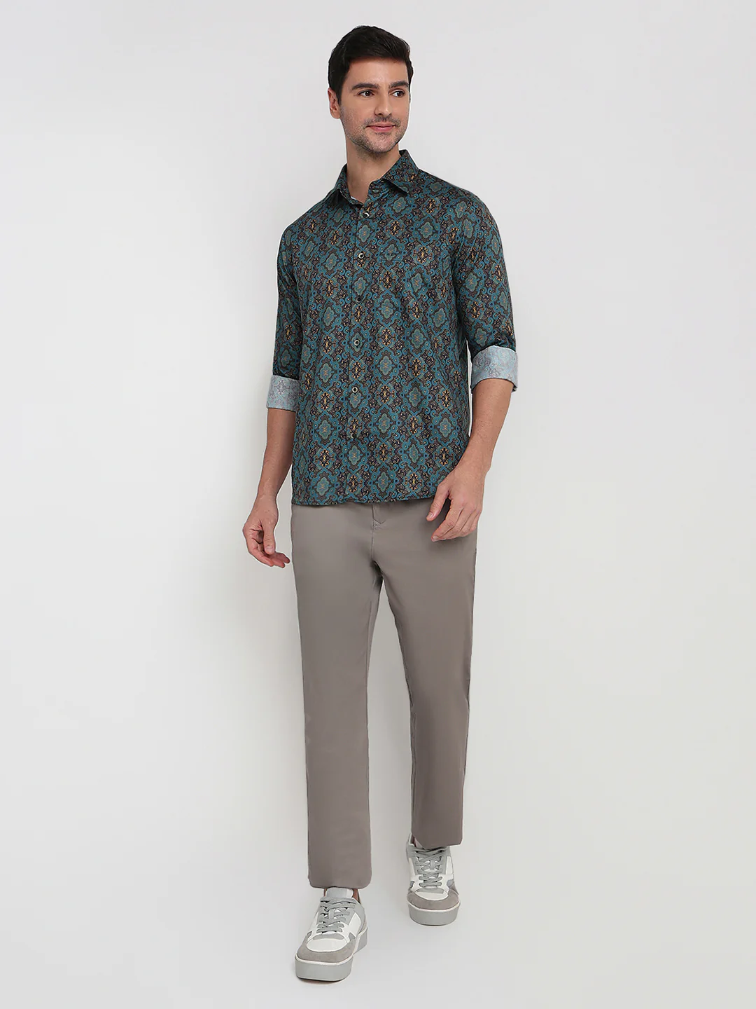 Colorplus Men Blue Printed Regular Fit Cotton Full Sleeve Casual Shirt - Image 5