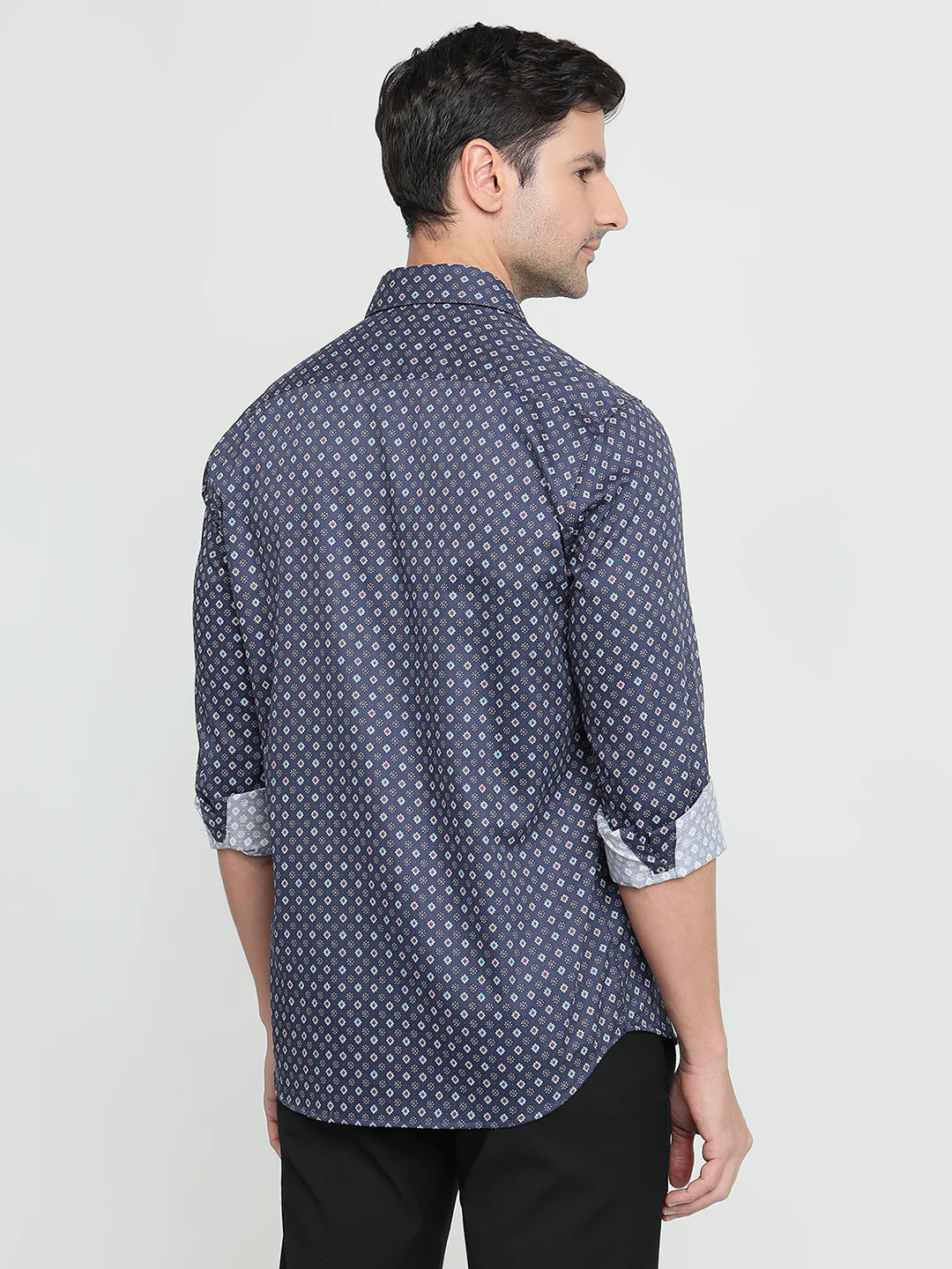 Colorplus Men Blue Printed Regular Fit Cotton Full Sleeve Casual Shirt - Image 4