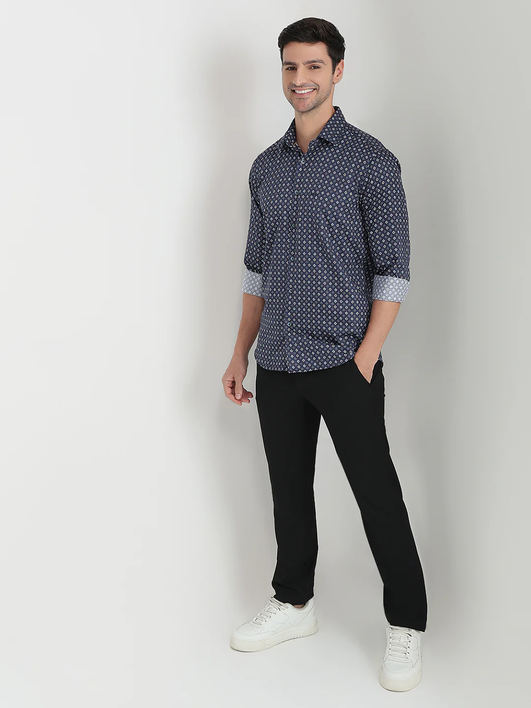 Colorplus Men Blue Printed Regular Fit Cotton Full Sleeve Casual Shirt - Image 5