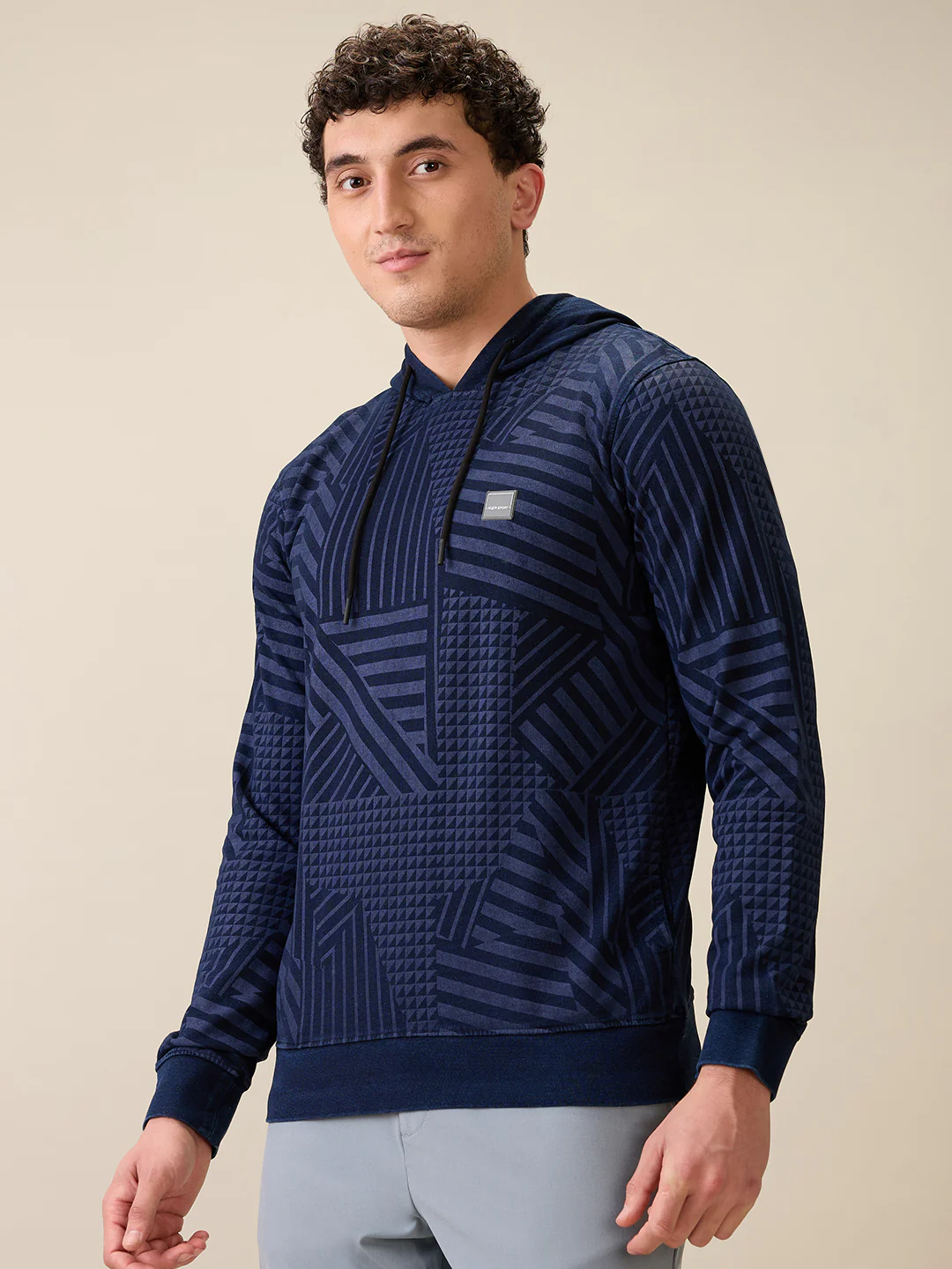 Colorplus Men Blue Printed Regular Fit Cotton Full Sleeve Sweatshirt - Image 3