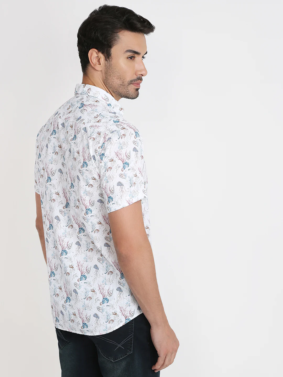 Colorplus Men Blue Printed Regular Fit Cotton Half Sleeve Casual Shirt - Image 4