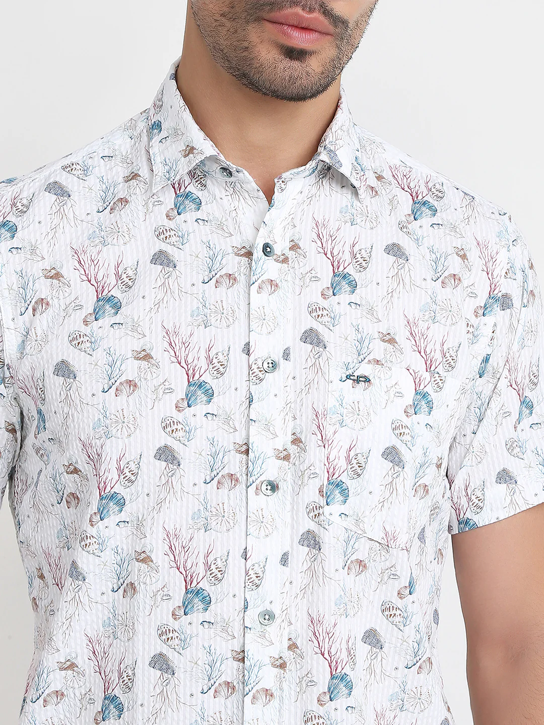 Colorplus Men Blue Printed Regular Fit Cotton Half Sleeve Casual Shirt - Image 6