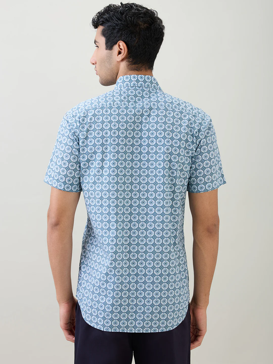 Colorplus Men Blue Printed Regular Fit Cotton Half Sleeve Casual Shirt - Image 4