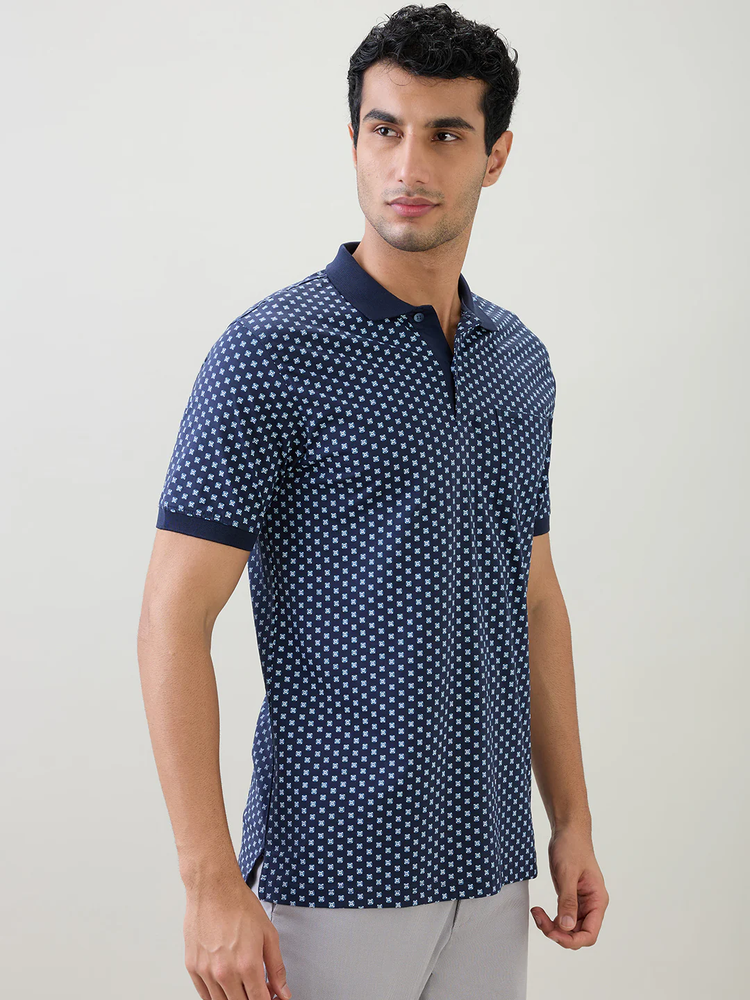 Colorplus Men Blue Printed Regular Fit Cotton Half Sleeve T-Shirt - Image 2