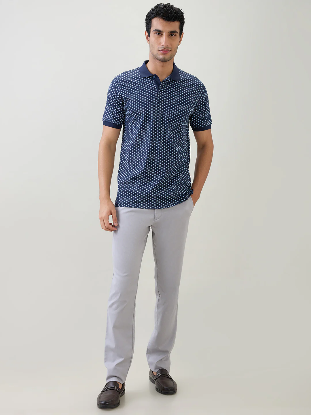 Colorplus Men Blue Printed Regular Fit Cotton Half Sleeve T-Shirt - Image 5