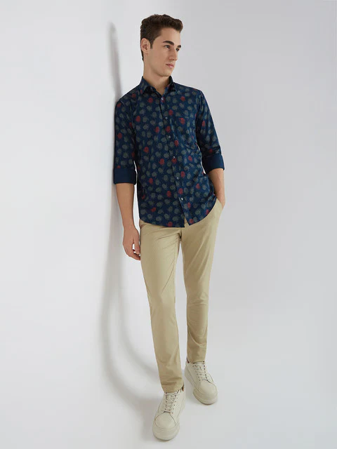 Colorplus Men Blue Printed Regular Fit Cotton Shirt - Image 5