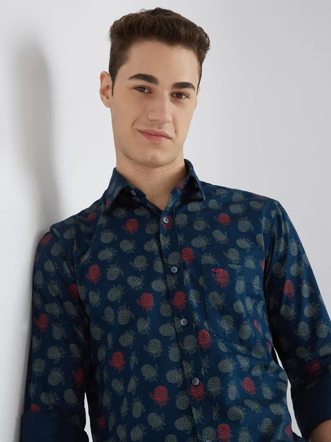 Colorplus Men Blue Printed Regular Fit Cotton Shirt - Image 6