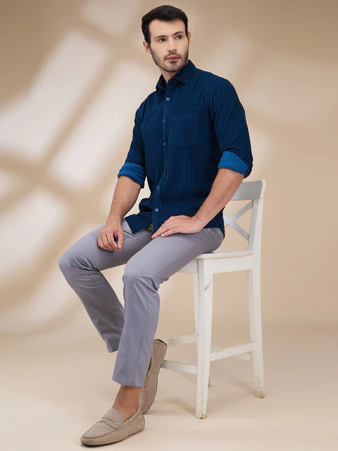 Colorplus Men Blue Printed Regular Fit Cotton Shirt - Image 2