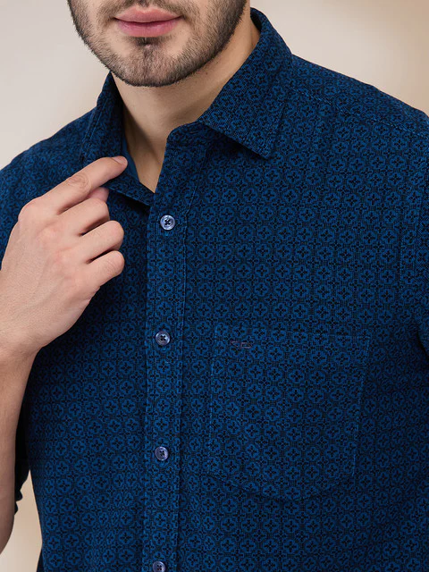 Colorplus Men Blue Printed Regular Fit Cotton Shirt - Image 5