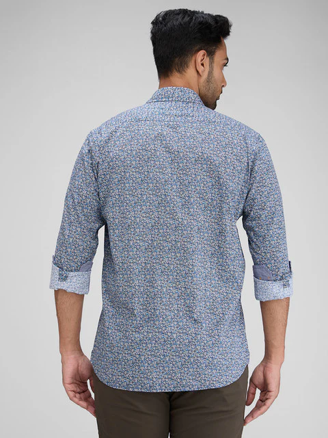 Colorplus Men Blue Printed Regular Fit Cotton Shirt - Image 4