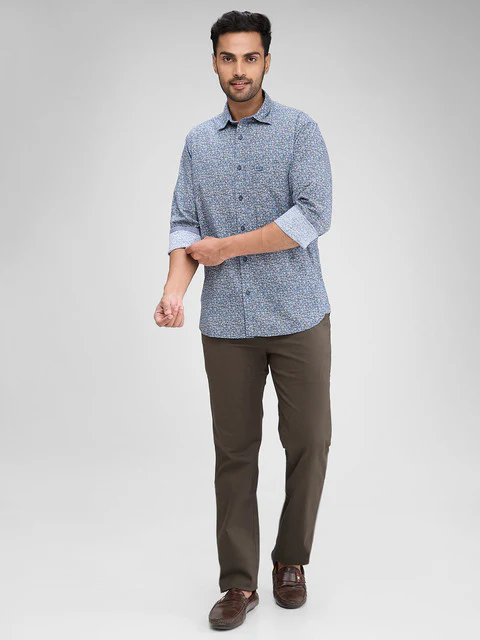 Colorplus Men Blue Printed Regular Fit Cotton Shirt - Image 5