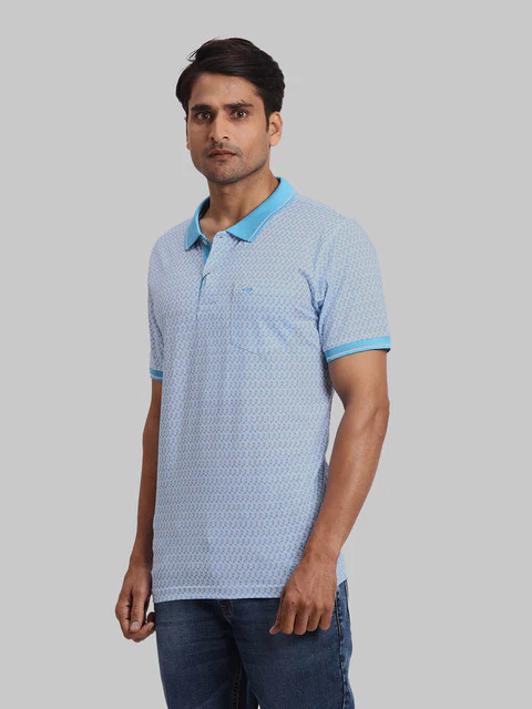 Colorplus Men Blue Printed Regular Fit Cotton T-Shirt - Image 3