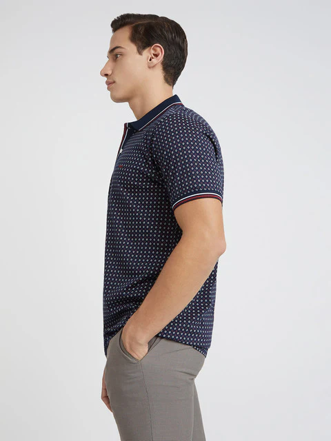 Colorplus Men Blue Printed Regular Fit Cotton T-Shirt - Image 3