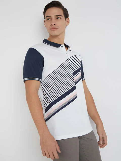 Colorplus Men Blue Printed Regular Fit Cotton T-Shirt - Image 3