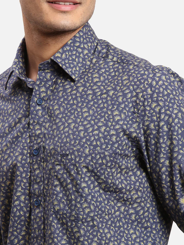Colorplus Men Blue Printed Regular Fit Full Sleeve Spread Collar Shirt - Image 6