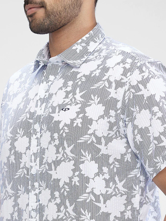 Colorplus Men Blue Printed Regular Fit Half Sleeve Spread Collar Shirt - Image 7