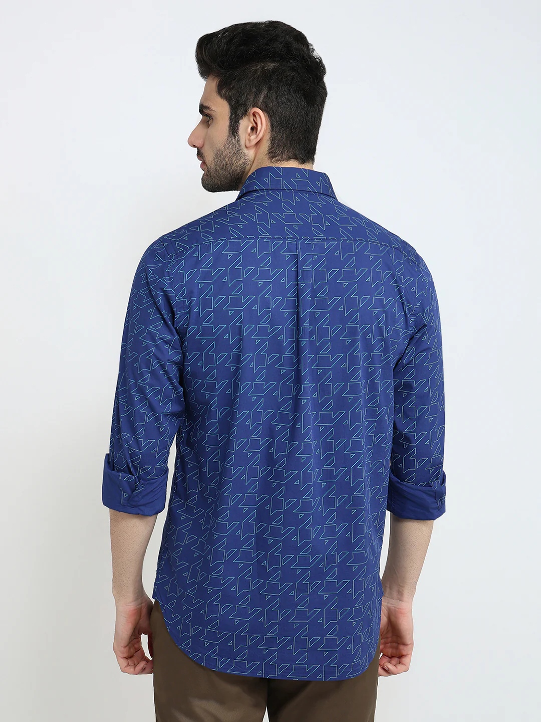 Colorplus Men Blue Printed Slim Fit Cotton Blend Full Sleeve Casual Shirt - Image 4
