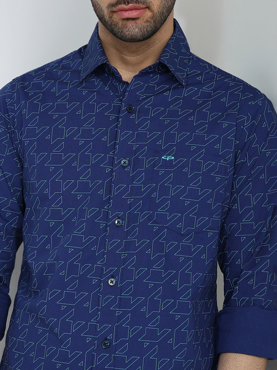 Colorplus Men Blue Printed Slim Fit Cotton Blend Full Sleeve Casual Shirt - Image 6
