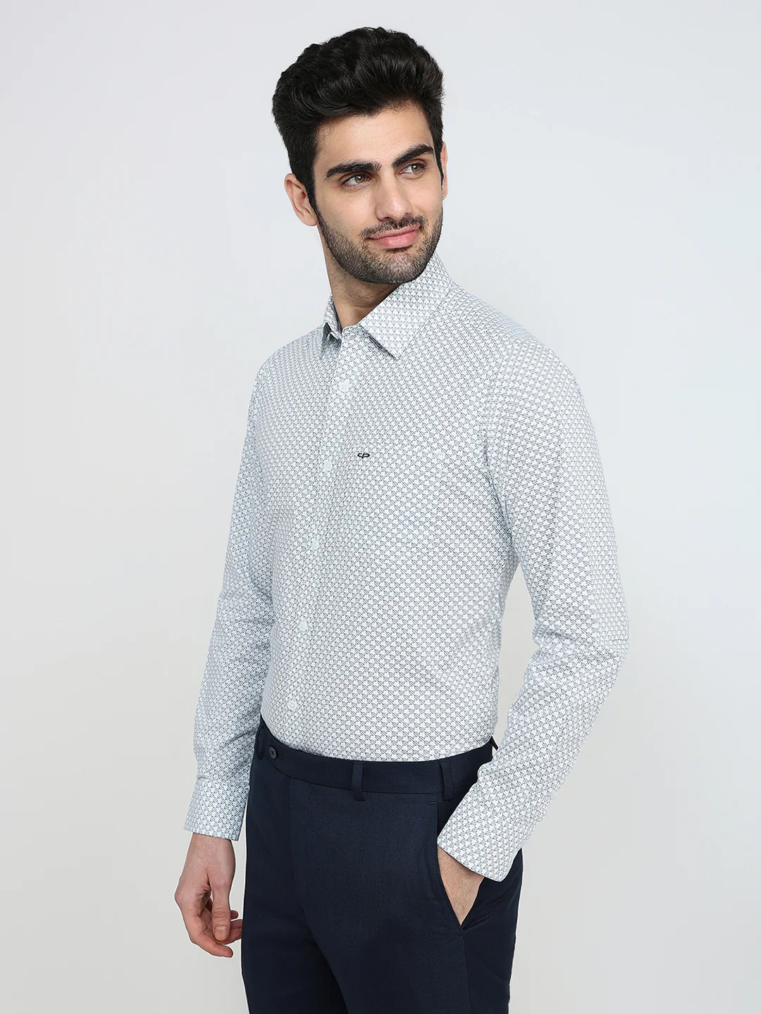 Colorplus Men Blue Printed Slim Fit Cotton Blend Full Sleeve Casual Shirt - Image 2