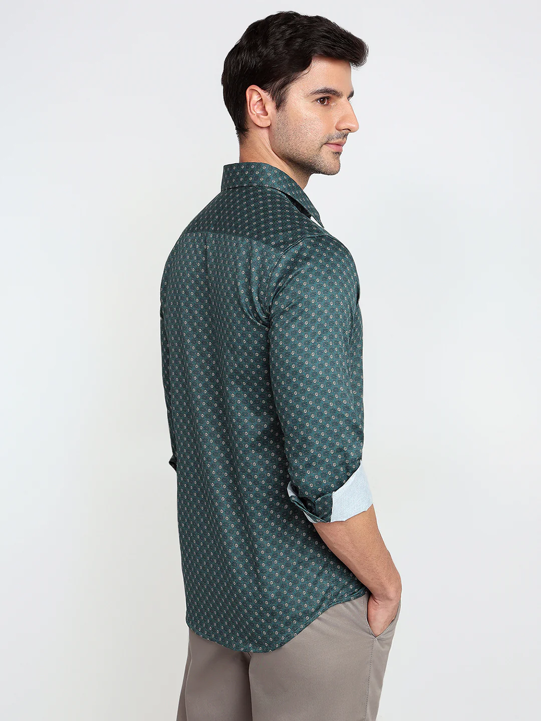 Colorplus Men Blue Printed Slim Fit Cotton Full Sleeve Casual Shirt - Image 4