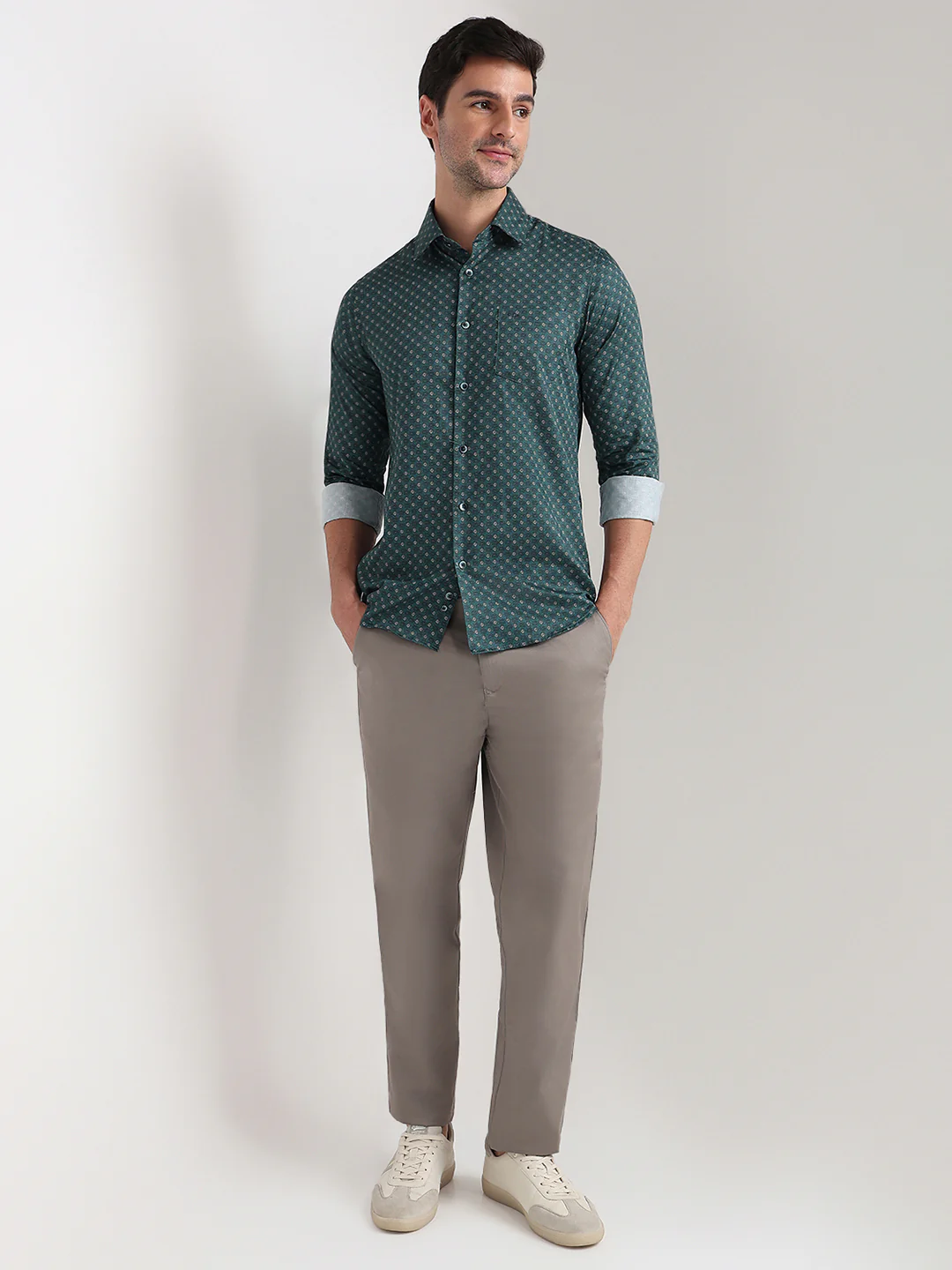 Colorplus Men Blue Printed Slim Fit Cotton Full Sleeve Casual Shirt - Image 5
