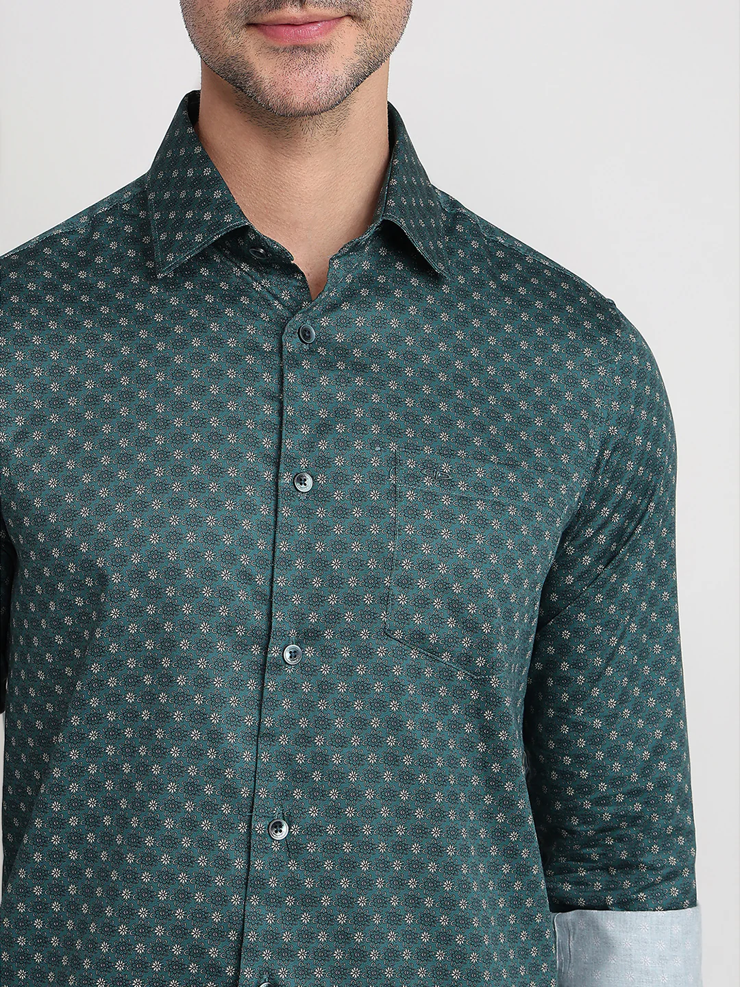 Colorplus Men Blue Printed Slim Fit Cotton Full Sleeve Casual Shirt - Image 6