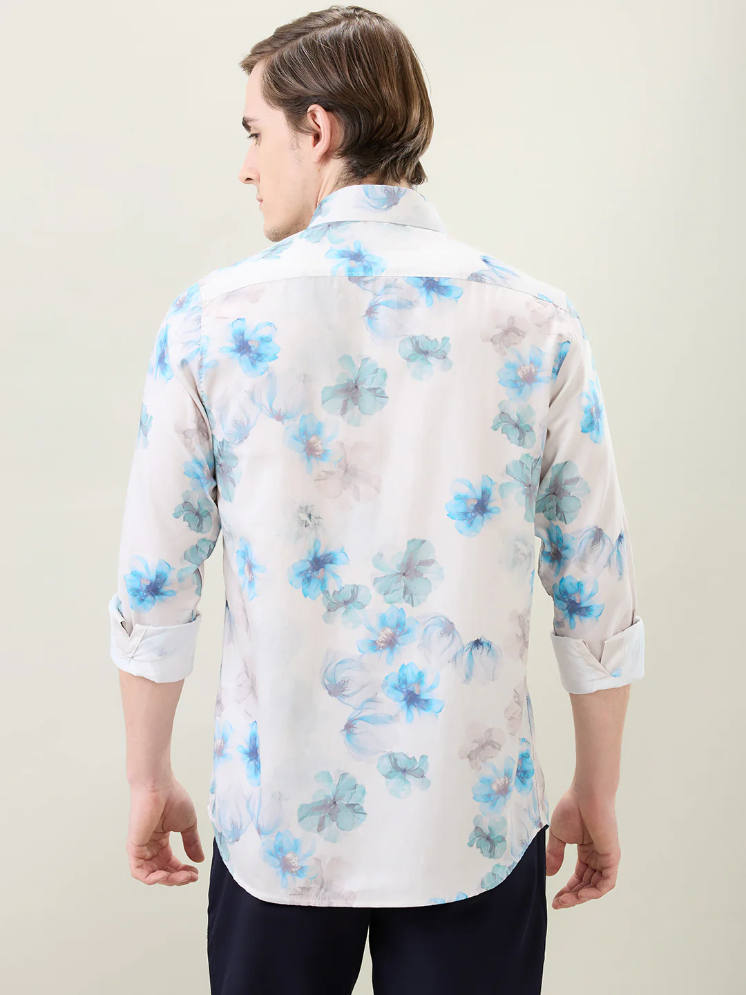 Colorplus Men Blue Printed Slim Fit Cotton Full Sleeve Casual Shirt - Image 4