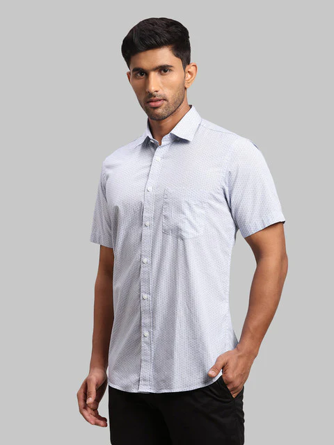 Colorplus Men Blue Printed Tailored Fit Cotton Shirt - Image 3