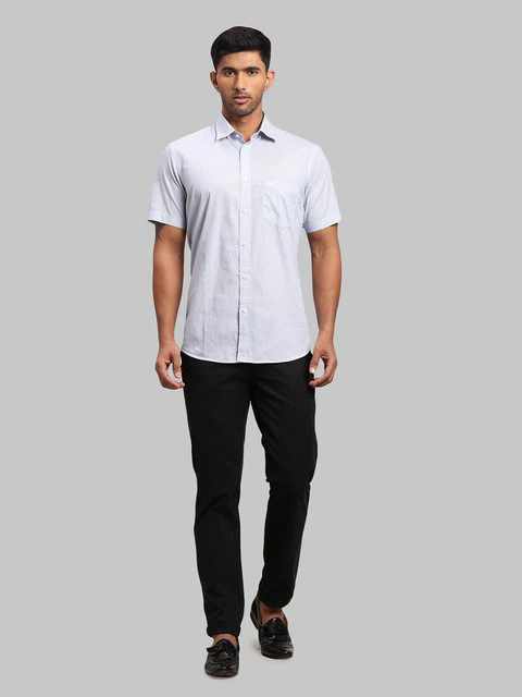 Colorplus Men Blue Printed Tailored Fit Cotton Shirt - Image 5