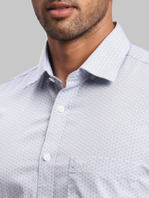 Colorplus Men Blue Printed Tailored Fit Cotton Shirt - Image 6
