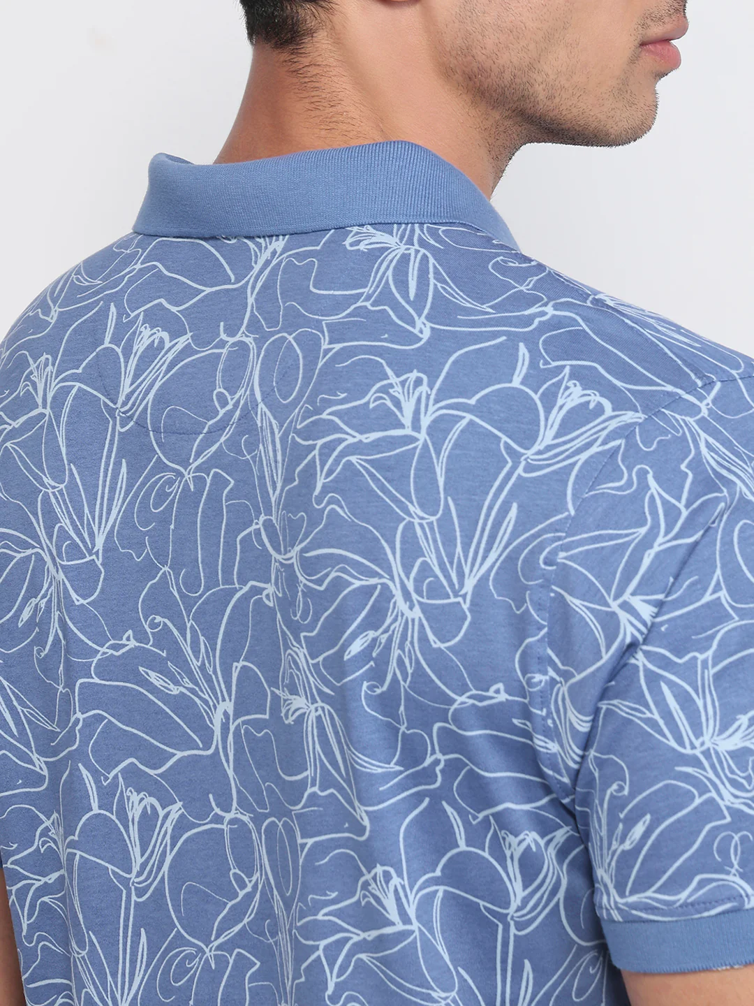 Colorplus Men Blue Regular Fit Print Polo Neck Collar T-Shirt - Image 7