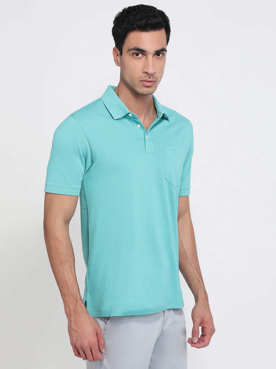 Colorplus Men Blue Regular Fit Solid Polo Neck Collar T-Shirt - Image 3