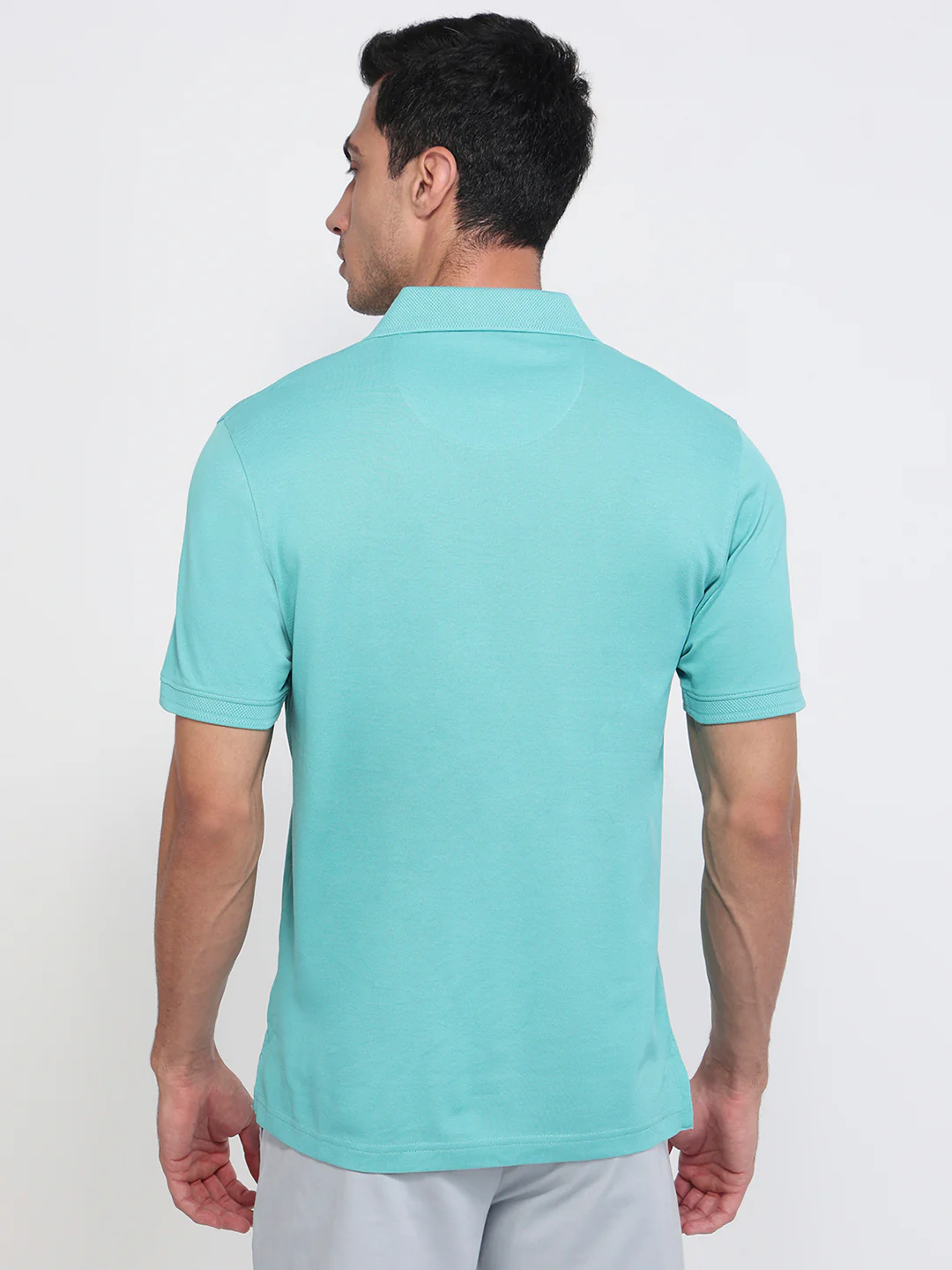 Colorplus Men Blue Regular Fit Solid Polo Neck Collar T-Shirt - Image 4