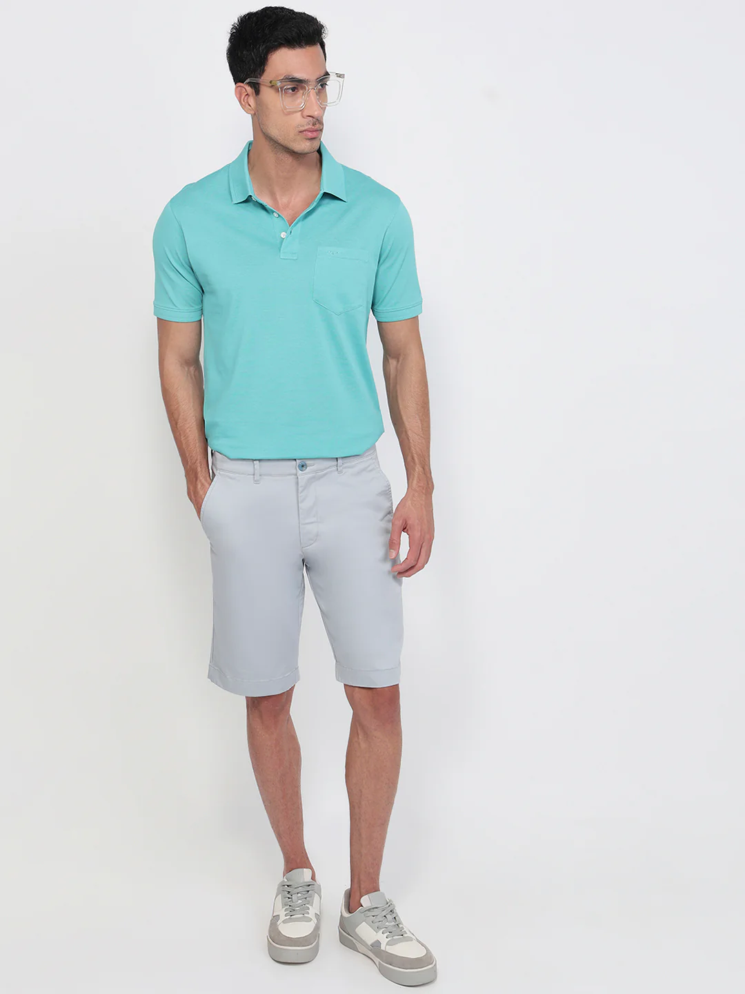 Colorplus Men Blue Regular Fit Solid Polo Neck Collar T-Shirt - Image 5