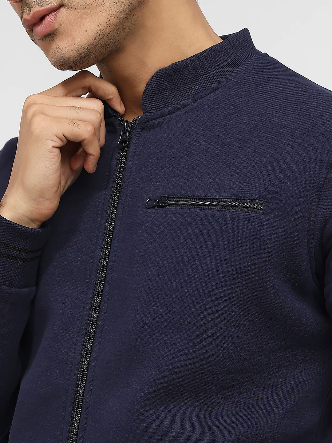 Colorplus Men Blue Solid Regular Fit Cotton Blend Sweatshirt - Image 6